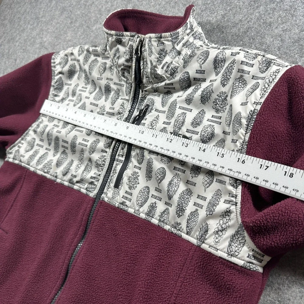 The North Face Fleece Jacket‎ Mens Small Maroon Pine Cone Print Full Zip Denali
